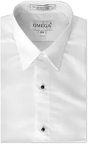 [OmegaTux] Boy’s Microfiber Tuxedo Dress Shirt Laydown Collar, Non Pleat