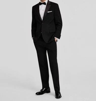 Nautica Men's Black Modern-Fit 2-PC Jacket Pants Tuxedo Suit Size 44R 38W 30L