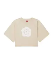 'Boke Flower 2.0' cropped T-shirt in cotton S,M cream