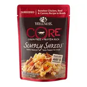 Wellness Core Simply Shreds Chicken Beef & Carrot Dog Pouch 79g x12