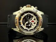 Invicta Men's 48mm Aviator Black Silver Chrono Quartz Watch with Rubber Strap