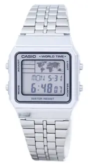 Casio World Time Silver A500WA-7DF Mens Watch