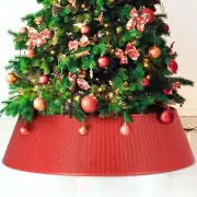 Large Red Christmas Tree Collar, 33 Inch Plastic Tree Ring, Easy Set Up Chris...