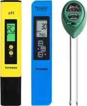 Digital PH Meter,TDS EC and Temperature Meter,Soil Moisture Tester Combo
