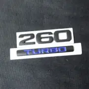 1x Black Blue TURBO + 1x Matte Black 260 Metal Decal Sticker Badge Engine Motors (for: Renault)
