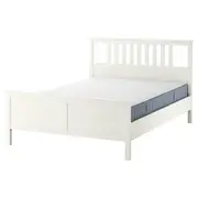 HEMNES bed frame with mattress, white stain/Valevåg extra firm, Double