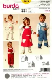 Burda Sewing Pattern 9424 Toddlers Overalls Dress Size US 6M-3