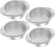 4pcs Food Can Strainer Sieve, Tuna Can Strainer Stainless Steel Oil Drainer Remover,Metal Tuna Press Lid Canning Colander Oil Drainer, Vegetable and Fruit Can Strainer,Best for Canned Tuna Versatile