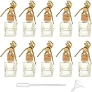 10 Packs Car Aromatherapy Diffuser Hanging Empty Glass Perfume Bottle Essential Oils Diffuser Bottles Automotive Interior Ornaments Car Fragrance Pendant Decoration