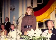 Women's singles champion Steffi Graf of Germany speaks during the - Old Photo