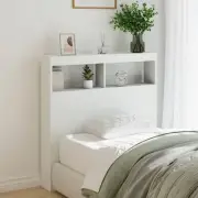 Headboard Cabinet LED RGB White 100x17x102 cm storage modern design 9182