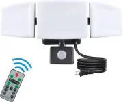 Motion Sensor Plug in LED Security Light with Remote Control 3500LM 5000K Outdoo