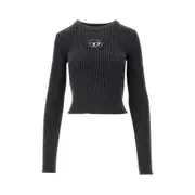 [DIESEL] DIESEL Ribbed top with Oval D insert Woman S S Black