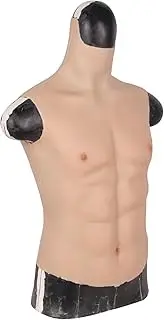 CRODRES Silicone Fake Muscle Chest Fake Muscle Male Chest High Collar Abdominal Muscle Stimulation Skin Shaper for Cosplay