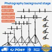 T-Shape Adjustable Photography Backdrop Stand Kit Photo Background Screen Clamps