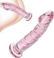 18cm Realistic Anal Dildo,Huge Pink Glass Dildo With No Balls For Temperature Play,Big Thick Clear Dildos Anus Butt Plug For Prostate Massager,Clear Thin Anal Dildos Sex Toys For Male & Female & Couples