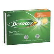 Berocca Energy Orange Flavour Effervescent Tablets 45 Pack