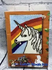 Vintage Latch Hook Kit SEALED Rainbow Unicorn 18”x14” Rug Picture Pillow 1982