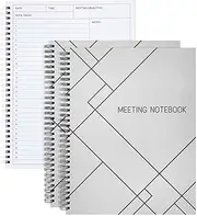 Meeting Notebook- 2-Pack Meeting Book for Notes Taking, Meeting Journal, Business Planner, 80 Sheets Each, White, 11 x 8.5 Inches