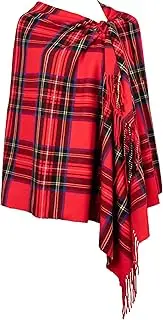 [Achillea] Long & Wide Scottish Clan Tartan Plaid Cashmere Feel Shawl Wrap Winter Warm Scarf 80" x 30"