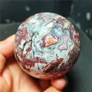 TOP 414g Natural Polished Mexico Banded Agate Crystal Sphere Ball Healing YWD763