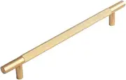 AIMALL Gold Full Copper Cabinet Handle 12mm Diameter Knurled Drawer Pull with Electroplated Finish, Hole Centres 96mm to 320mm, for Wardrobe Cupboard Door
