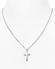 Sterling Silver Polish Cross Necklace, 16