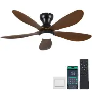 44 Inch Modern Flush Mount Ceiling Fan with Lights, Remote/APP Control, 5 Rev...