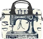 Vintage Sewing Machine with Scissors 83 Women Laptop Bag 14.5 Inch, Business Briefcase Gifts For Men Women, Messenger Shoulder Bag With Strap