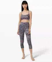 Lululemon Women’s Flow Y Bra + Align HR Crop 21” Yoga Size 2 WBPM Blossom Multi