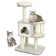 Costway 120cm 4-level Cat Tree Wood Scratching Post Cat Tower Condo Sisal Scratcher Pet House Furniture