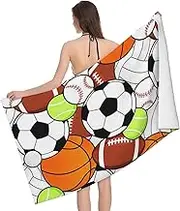 JBYJBX Sports Ball Print Beach Towel Quick Dry Sandproof Microfiber Beach Bath Towel for Travel Pool Camping
