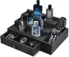 3-Tier Wooden Cologne Stand Organizer with Hidden Compartment for Men – Perfume
