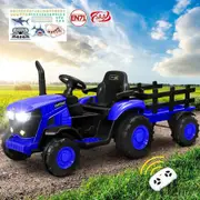Mazam Ride On Car Tractor W/ Trailer Kids 12V Remote Electric Vehicle Toddlers XL Blue