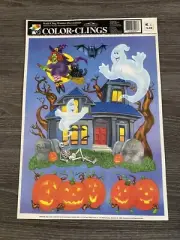 Color Clings Halloween Static Window Reusable Haunted House Ghosts Witch - New