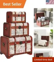 Set of 3 Small Wooden Storage Trunks and Chests, Living Room Decor Suitcases ...