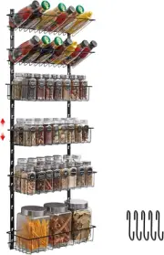 Spice Rack Wall Mount 6-Tier with Hooks, Space-Saving Spice Organizer for Spice