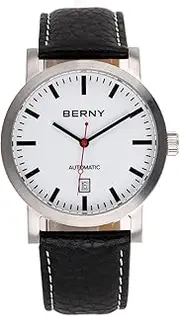 [BERNY] Men Mechanic Calendar Automatic Watch - Large Face with Date Function Wristwatch