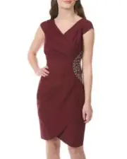 ALEX EVENINGS 16P Wine Embellished Compression Dress NWT $239