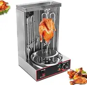 Electric Shawarma Grill Machine Automatic Rotating BBQ Meat Doner Kebab Roast Grill Vertical Rotisserie Broiler 2 Heating Pipe