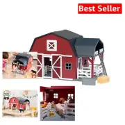 Durable 20-Piece Wooden Barn Toy with Crank for Screen-free Fun for Ages 3+