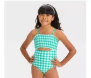 Girls' 'Summer Jubilee' Gingham Checkered One Piece Swimsuit - Cat & Jack XS 4/5