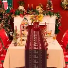 Christmas Table Cloth Protective Cover Festive Elk Pattern Runner for Home