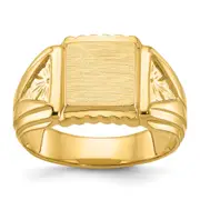 14k Yellow Gold 10x10mm Men's Square Signet Ring
