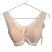Ongossamer Bra Women's Medium Sleek & Lace Built-Up Bralette Cream Peach New
