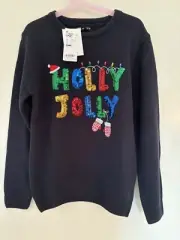Girls Christmas Sweater Xmas in July Jumper Pullover Top Holly Jolly Size 10