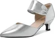 [RIBONGZ] Kitten Heels for Women Closed Toe Comfortable Low Heels Pointed Toe Sexy Slip on Pumps Bridal Party Dressy Shoes