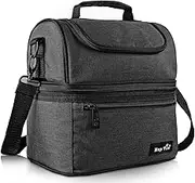 Hap Tim Lunch Box Insulated Lunch Bag Large Cooler Tote Bag for Adult,Men,Women,Kid, Double Deck Cooler for Office/School/Picnic(AU16040-DG)
