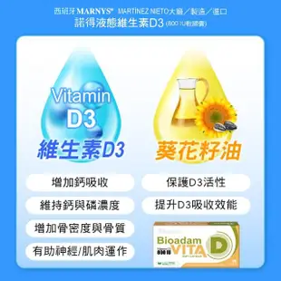 【諾得】西班牙進口液態維生素D3 800IU軟膠囊x6盒(30粒/盒)