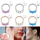 1PCS 16G Triple Opal Septum Clicker Nose Hoop Earring Cartilage Tragus Ear Ring